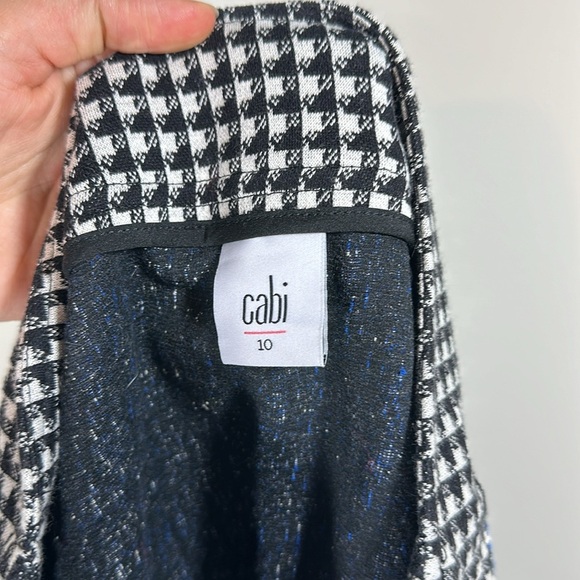 Cabi Woman's 21 Club Jacket and Skirt Set Hounds Tooth Black White Blue - Picture 14 of 14
